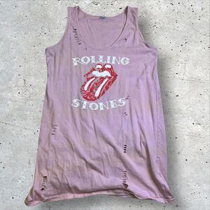 Rolling Stones Women's Tank Top Size S/M Pink Distressed Logo Graphic